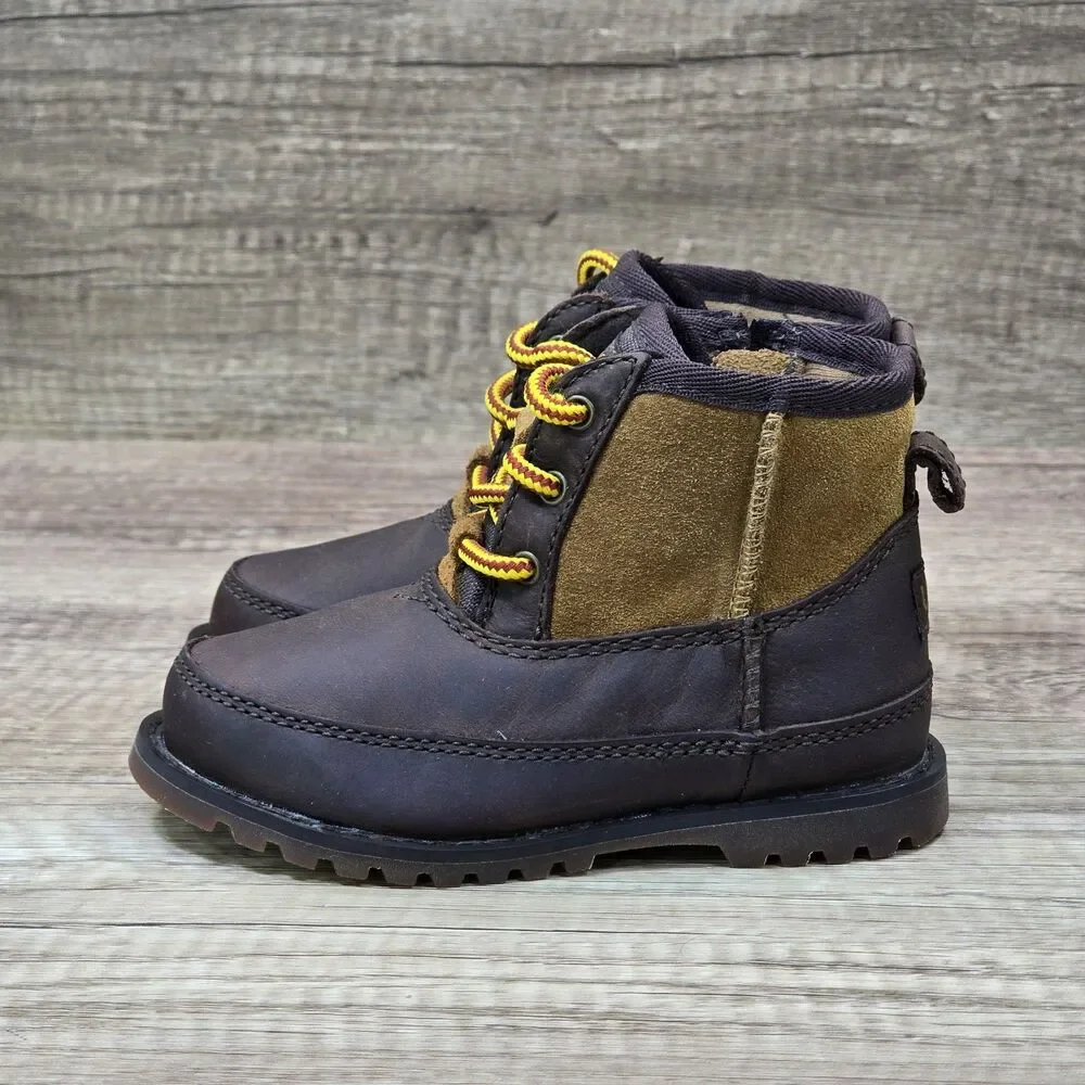 UGG Bradley Toddler's Size 7 Brown Leather Suede Side Zip Ankle Boots (1094574T)